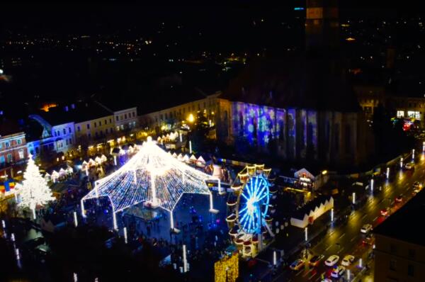 VIDEO DRONA. S-a deschis Targul de Craciun de la Cluj