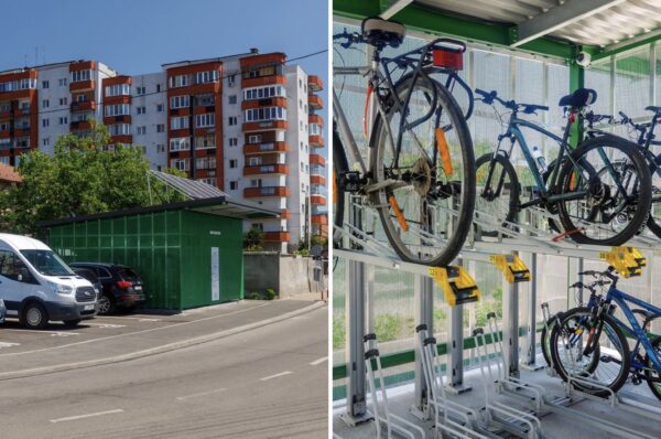 La Cluj-Napoca s-au construit parcari sigure pentru biciclete. Unde sunt localizate si cum arata. Galerie FOTO