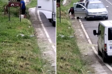 Exemplu pentru Cluj! Masina unui sofer din Bihor, surprins in timp ce arunca deseuri pe margininea drumului a fost confiscata.