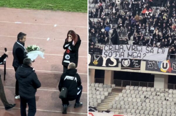 Un suporter al lui U Cluj si-a cerut iubita in casatorie la meciul cu CFR. VIDEO