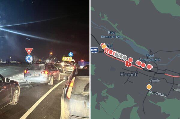Un accident provocat la iesirea din Floresti a blocat traficul din zona. FOTO