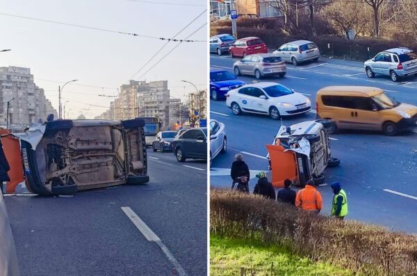 INFO TRAFIC CLUJ: Accident pe strada Aurel Vlaicu! Trafic blocat si masina rasturnata. FOTO