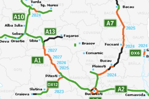 Harta autostrazilor din Romania la zi & stadiul constructiilor dupa 33 de ani de la Revolutie.