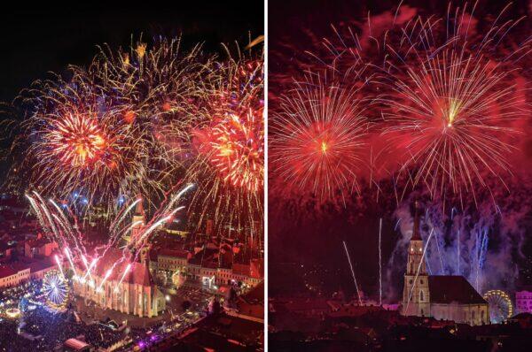Atmosferă și multă voie bună în Piața Unirii din Cluj-Napoca la Revelion 2023. Galerie FOTO