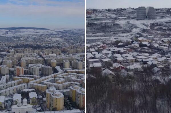 Cum arata Manasturul, cel mai mare cartier al Clujului dupa zapada cazuta in weekend. VIDEO DRONA.