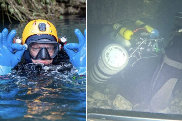 Record național de scufundare al scafandrilor din Cluj într-o peșteră inundată – 129 metri.