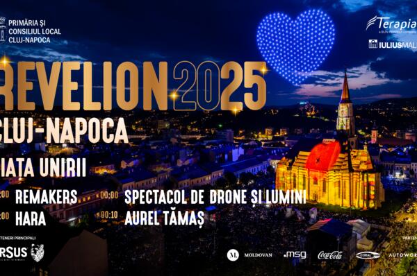 Revelion 2025 la Cluj-Napoca: atmosferă de sărbătoare, concerte, spectacol de drone și lumini în Piața Unirii