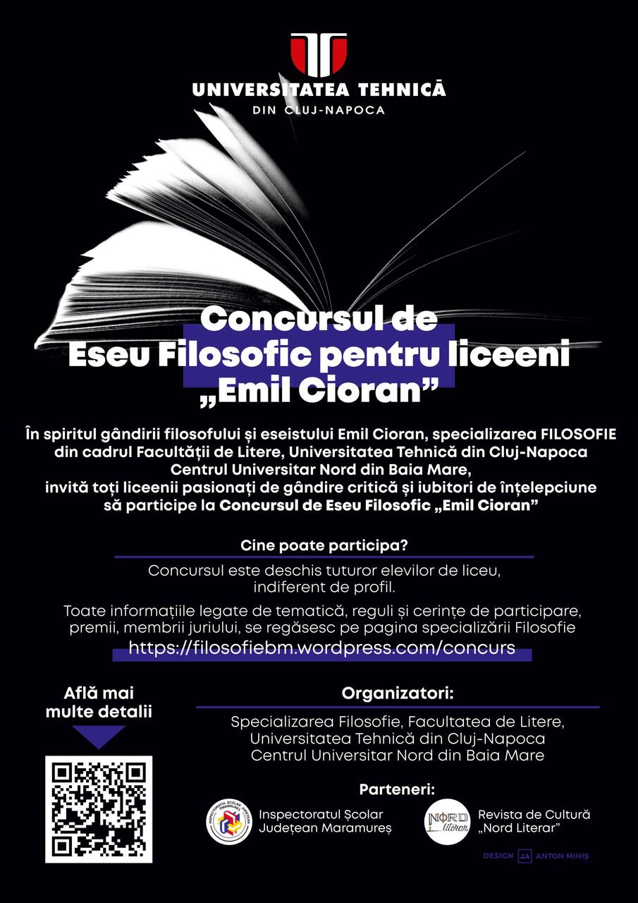 Concursul de Eseu Filosofic pentru liceeni „Emil Cioran”