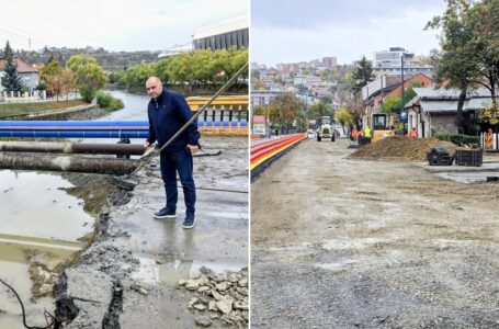 Colaj cu lucrările la Podul Garibaldi și pe strada Uzinei Electrice din Cluj-Napoca