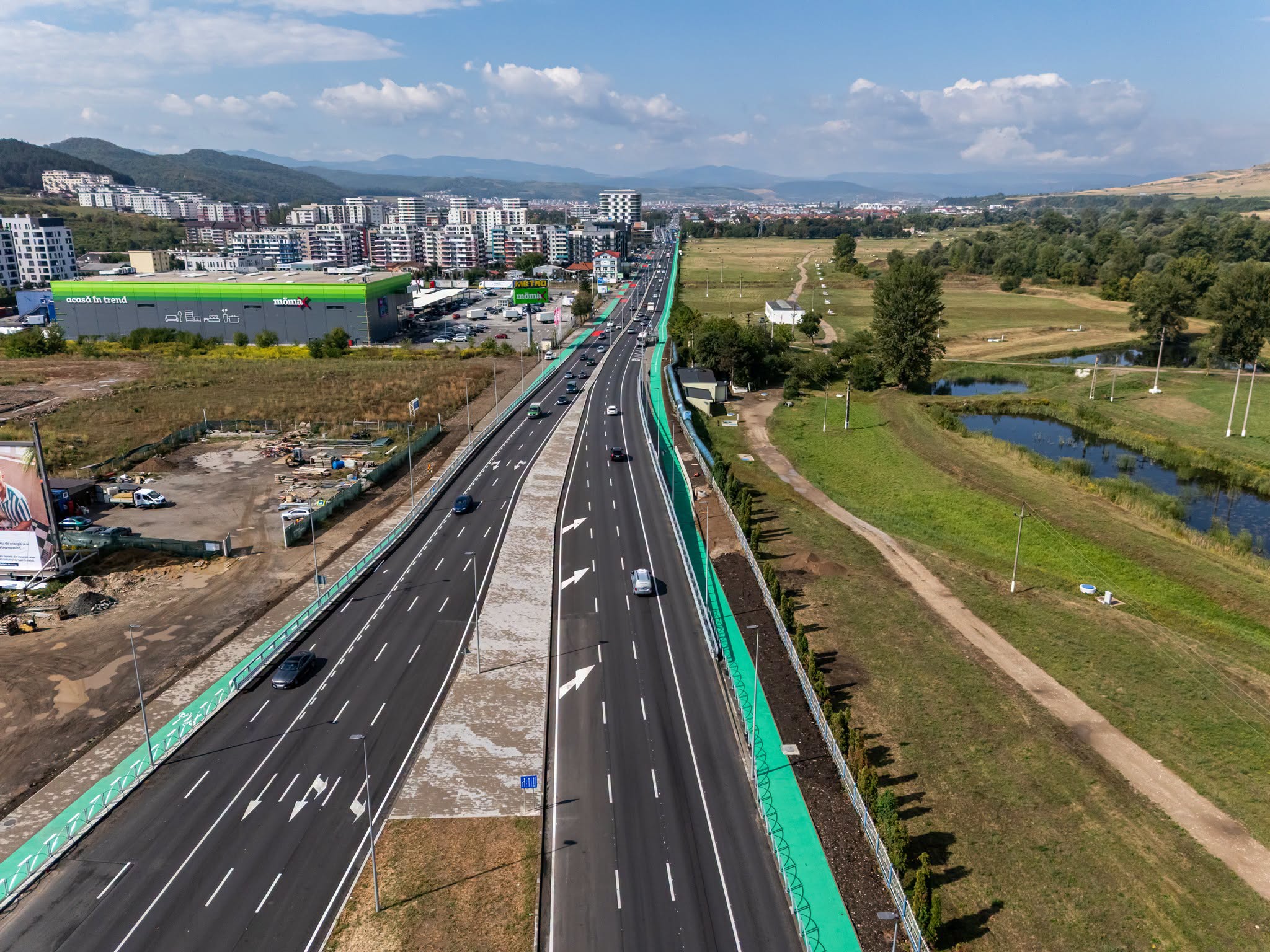 Drumul DN1 la Florești, vedere aeriană
