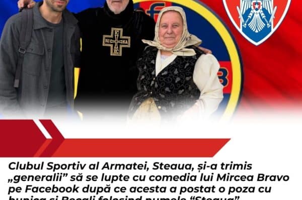 Clubul Sportiv al Armatei, Steaua, și-a trimis „generalii” să se lupte cu comedia lui Mircea Bravo pe Facebook după ce acesta a postat o poza cu bunica și Becali folosind numele “Steaua”.